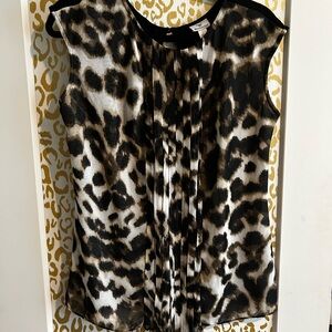 Worthington Animal Print Blouse - Black and Brown